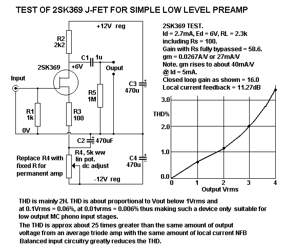 Schematic of preamp
with 1 x 2SK369