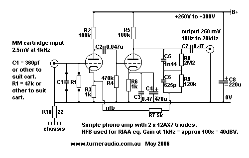 Schematic phono amp
2 x 12ax7.