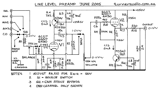 Schematic line
preamp June 2005.