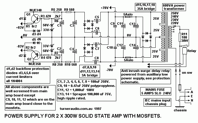 Schematic 2 x 300w
SS amp power supply.